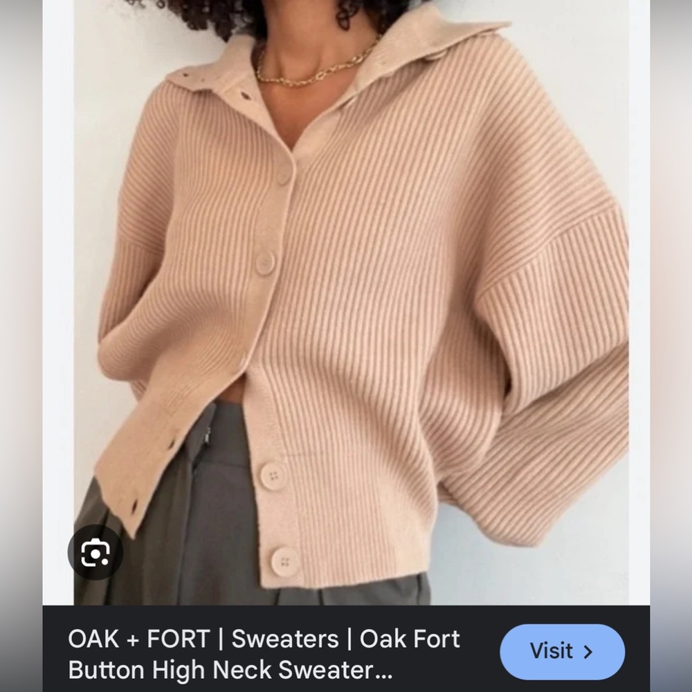 Oak + fort button high neck cardigan